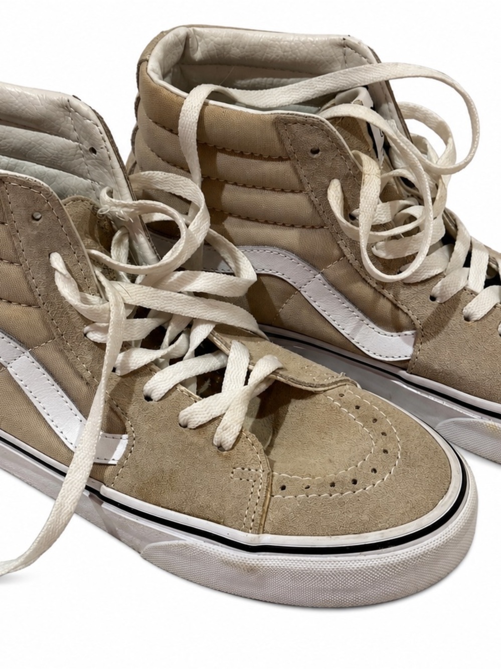 Vans Women's High-Top Suede Sneakers in Beige and White